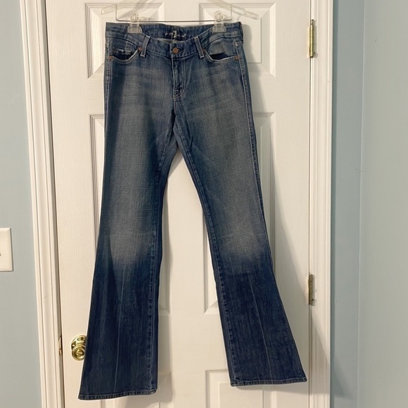 5 for $25 7 For‎ All Mankind "A" Pocket Flare Low Rise Jeans y2k Size 29 - Picture 2 of 14